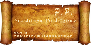 Petschinger Pelágiusz névjegykártya